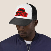 Red RESPECT THE SQUATCH! Logo - New Hit Squatchin Trucker Pet (In situ)