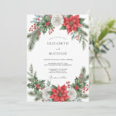 Red Resplendent Winter Wedding Kaart (Staand voorkant)
