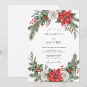 Red Resplendent Winter Wedding Kaart (Voorkant / Achterkant)