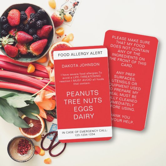 Red Restaurant Food Allergy Alert Kind Contactkaartje