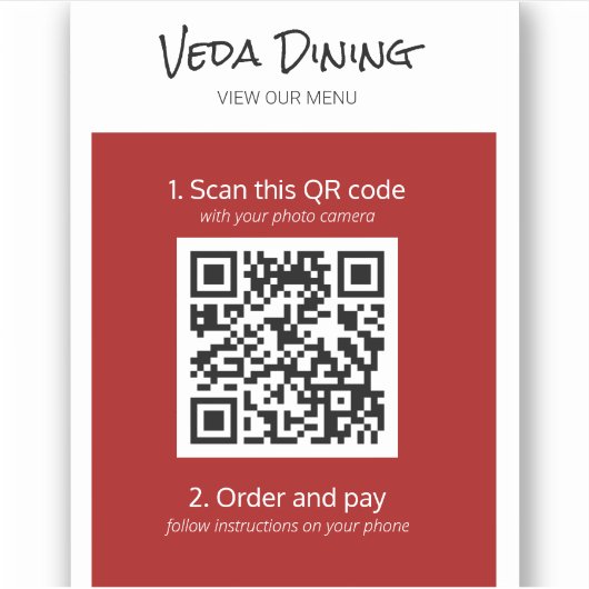 Red Restaurant Menu Scan Order QR Code Sticker (Voorkant)