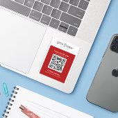 Red Restaurant Menu Scan Order QR Code Sticker (Laptop met iPhone)