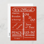  Red Retirement Sla de datum op Aankondigingskaart (Voorkant / Achterkant)