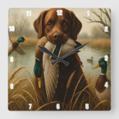 Red Retriever Duck Pond Hunting Vierkante Klok (Voorkant)