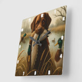 Red Retriever Duck Pond Hunting Vierkante Klok (Hoek)