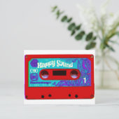 Red Retro Audio Cassette Tape Briefkaart (Staand voorkant)