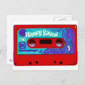 Red Retro Audio Cassette Tape Briefkaart (Voorkant / Achterkant)