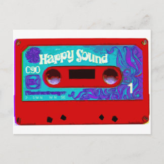 Red Retro Audio Cassette Tape Briefkaart