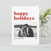 Red Retro Bold Typografie Foto Prettige feestdagen Feestdagenkaart (Staand voorkant)