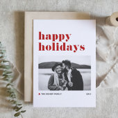 Red Retro Bold Typografie Foto Prettige feestdagen Kaart