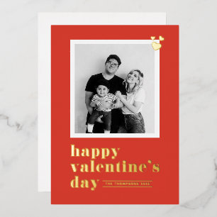 Red Retro Bold Typografie Foto Valentijnsdag Folie Feestdagenkaart