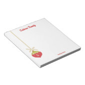 Red Retro Christmas Ornament Monogram Notitieblok (Schuin)