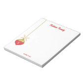 Red Retro Christmas Ornament Monogram Notitieblok (Linkerzijde)