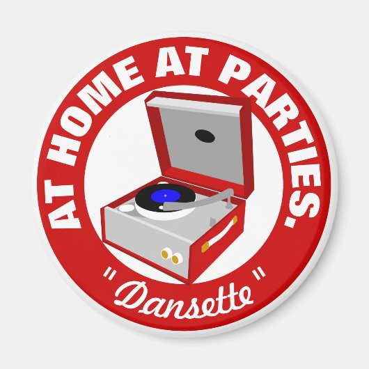 Red Retro Dansette platenspeler Magnet (Voorkant)