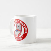 Red Retro Dansette-recordspeler Koffiemok (Voorkant links)