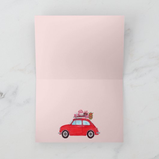 Red Retro Fiat 500 Topolino Kaart (Binnen)