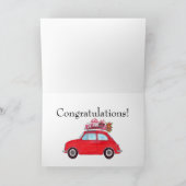 Red Retro Fiat 500 verjaardag Kaart (Binnen)