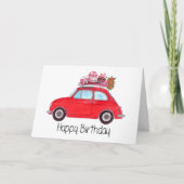 Red Retro Fiat 500 verjaardag Kaart (Voorkant)