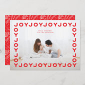 RED retro Fun Joy Joy Joy Lijst FOTO KERSTs Feestdagenkaart (Voorkant / Achterkant)