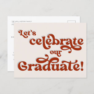 Red Retro Geïnspireerde Typografie Graduation Part Briefkaart