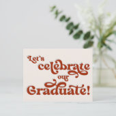 Red Retro Geïnspireerde Typografie Graduation Part Briefkaart (Staand voorkant)