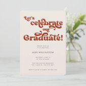 Red Retro Geïnspireerde Typografie Graduation Part Kaart (Staand voorkant)