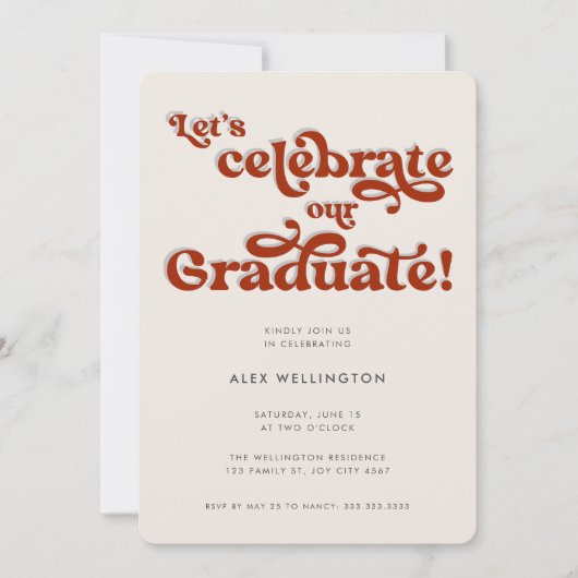 Red Retro Geïnspireerde Typografie Graduation Part Kaart (Voorkant)