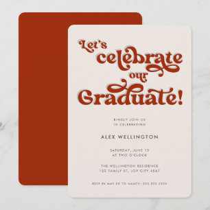 Red Retro Geïnspireerde Typografie Graduation Part Kaart