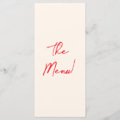 Red Retro Hand Written Drawn Quirky Unique Wedding Menu (Achterkant)