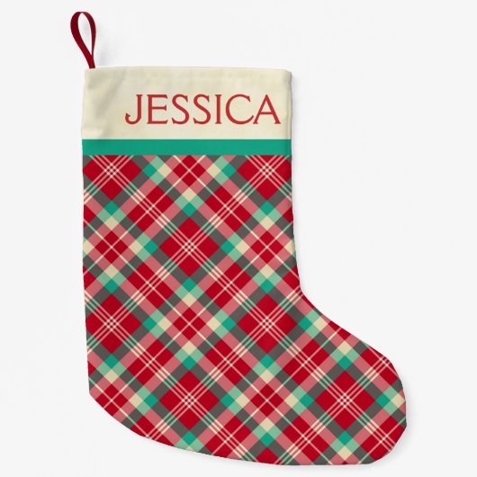 Red Retro-kerstpatroon Kleine Kerstsok (Voorkant)