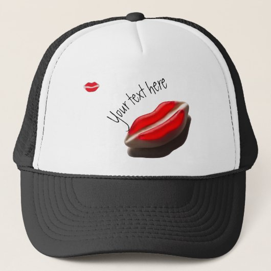 Red Retro Let Mouth Patroon Trucker Pet (Voorkant)