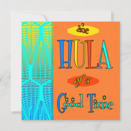 Red Retro Luau Hula of a Good Time Invitations Kaart