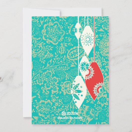 Red Retro Merry en Bright Family Photo Card Feestdagenkaart (Achterkant)