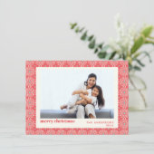 Red Retro Mid Century Modern Holiday Fotokaart Feestdagenkaart (Staand voorkant)