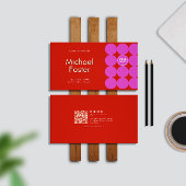 Red Retro Minimalist Scannable Arcode Visitekaartje