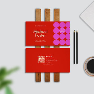 Red Retro Minimalist Scannable Arcode Visitekaartje