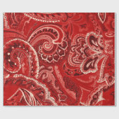 Red Retro Paisley Bandanna/Bandana Cadeaupapier (Vlak)