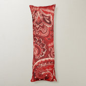 Red Retro Paisley Bandanna/Bandana Lichaamskussen (Achterkant (Verticaal))
