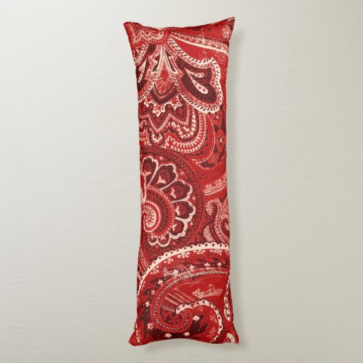 Red Retro Paisley Bandanna/Bandana Lichaamskussen (Achterkant (Verticaal))