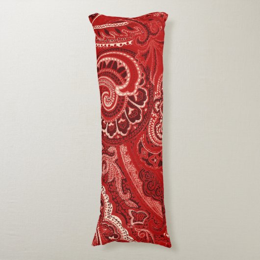 Red Retro Paisley Bandanna/Bandana Lichaamskussen (Voorkant Verticaal)