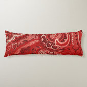 Red Retro Paisley Bandanna/Bandana Lichaamskussen (Voorkant)