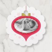 Red Retro Photo Ornament Bedankjes Labels (Voorkant)