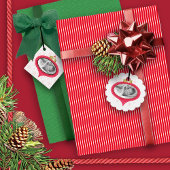 Red Retro Photo Ornament Bedankjes Labels