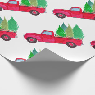 Red retro Pickup Truck with trees Cadeaupapier