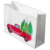 Red retro Pickup Truck with trees Groot Cadeauzakje (Voorkant Gekanteld)