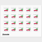 Red retro Pickup Truck with trees Vierkante Sticker (Vel)