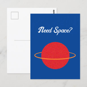 Red Retro Planet Classic Sci Fi Space Cartoon Briefkaart