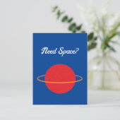 Red Retro Planet Classic Sci Fi Space Cartoon Briefkaart (Staand voorkant)
