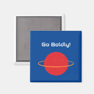 Red Retro Planet, klassieke Sci-Fi Space Cartoon Magneet