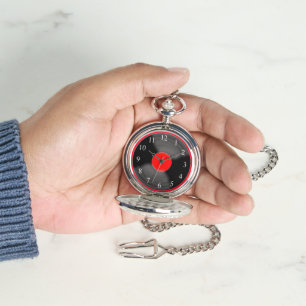 Red Retro Record Pocket Watch Horloge